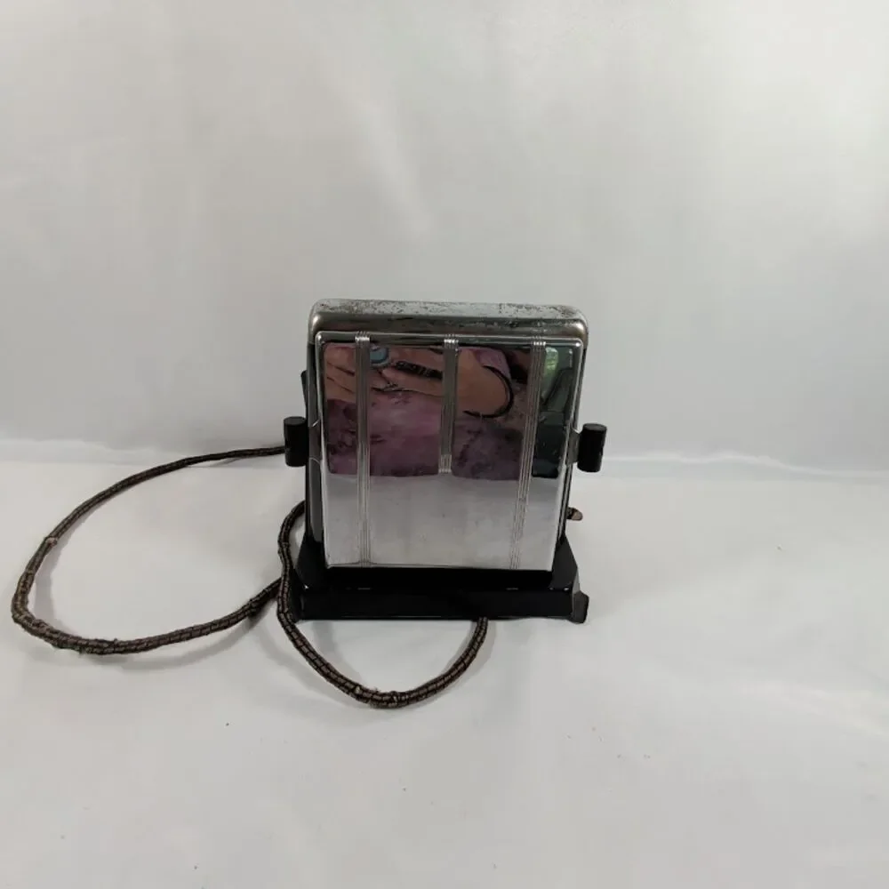 Vintage Sterling Electric Mfg Chrome Flip Door Toaster Type AUJ Chicago Untested